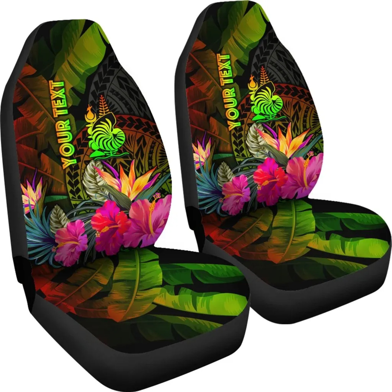 New Caledonia Polynesian Personalised Car Seat Covers- Hibiscus and Banana Leaves