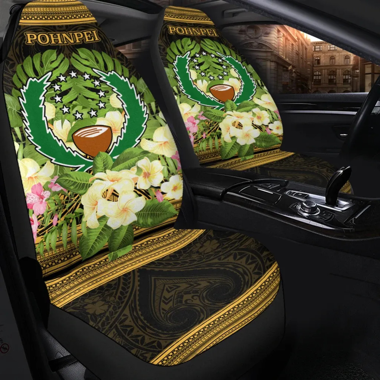 Pohnpei Car Seat Cover - Polynesian Gold Patterns Collection