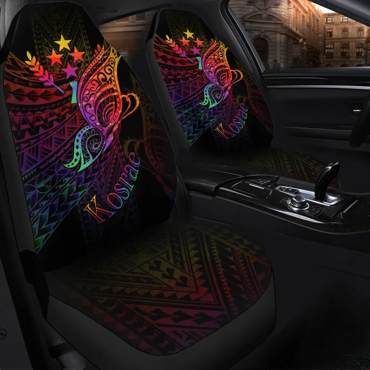 Kosrae State Car Seat Cover - Butterfly Polynesian Style