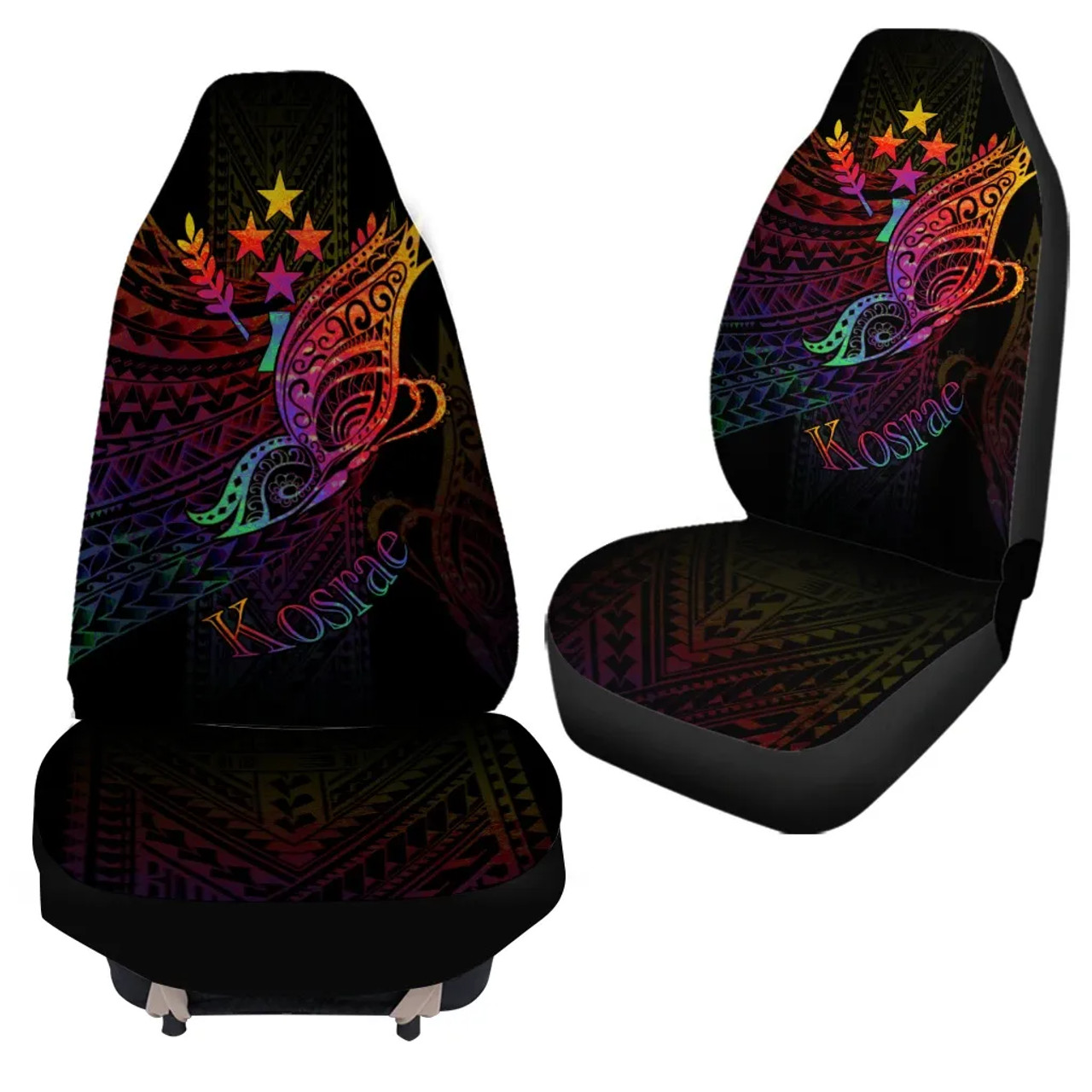 Kosrae State Car Seat Cover - Butterfly Polynesian Style