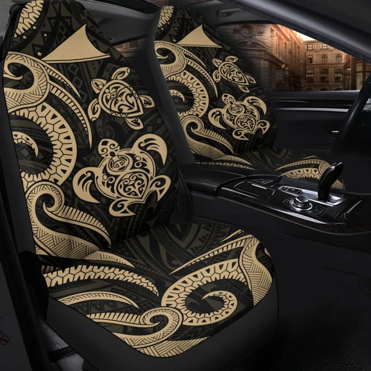 Tokelau Car Seat Covers - Gold Tentacle Turtle