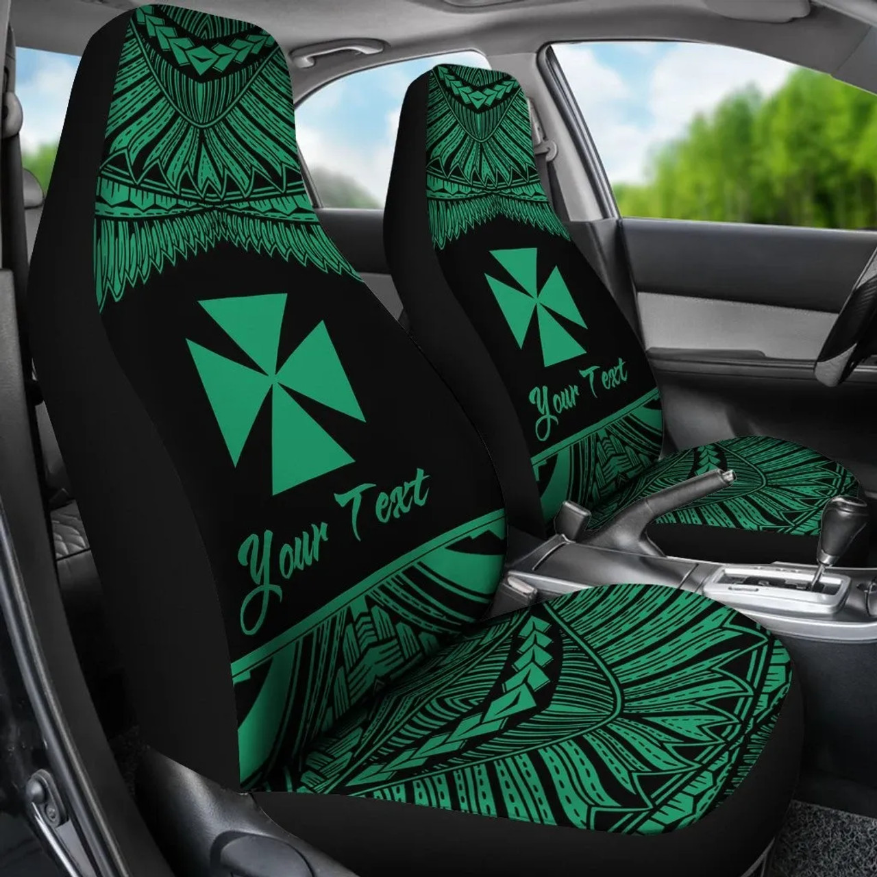 Wallis and Futuna Polynesian Custom Personalised Car Seat Covers - Pride Green Version