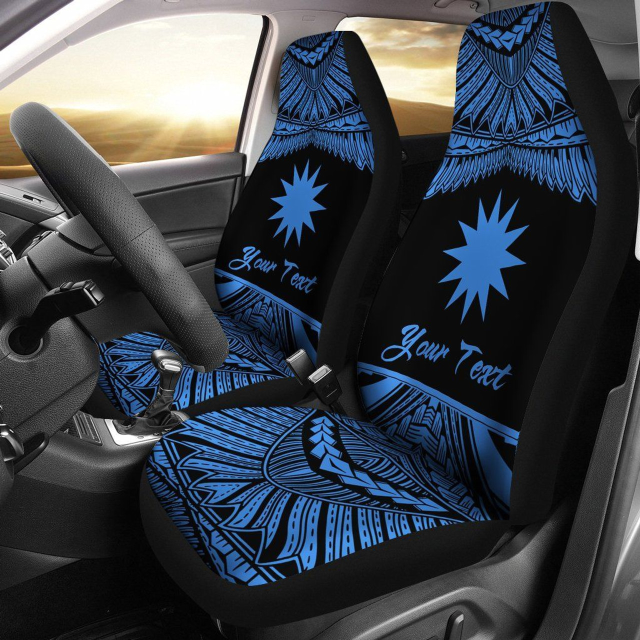 Nauru Polynesian Custom Personalised Car Seat Covers - Pride Blue Version