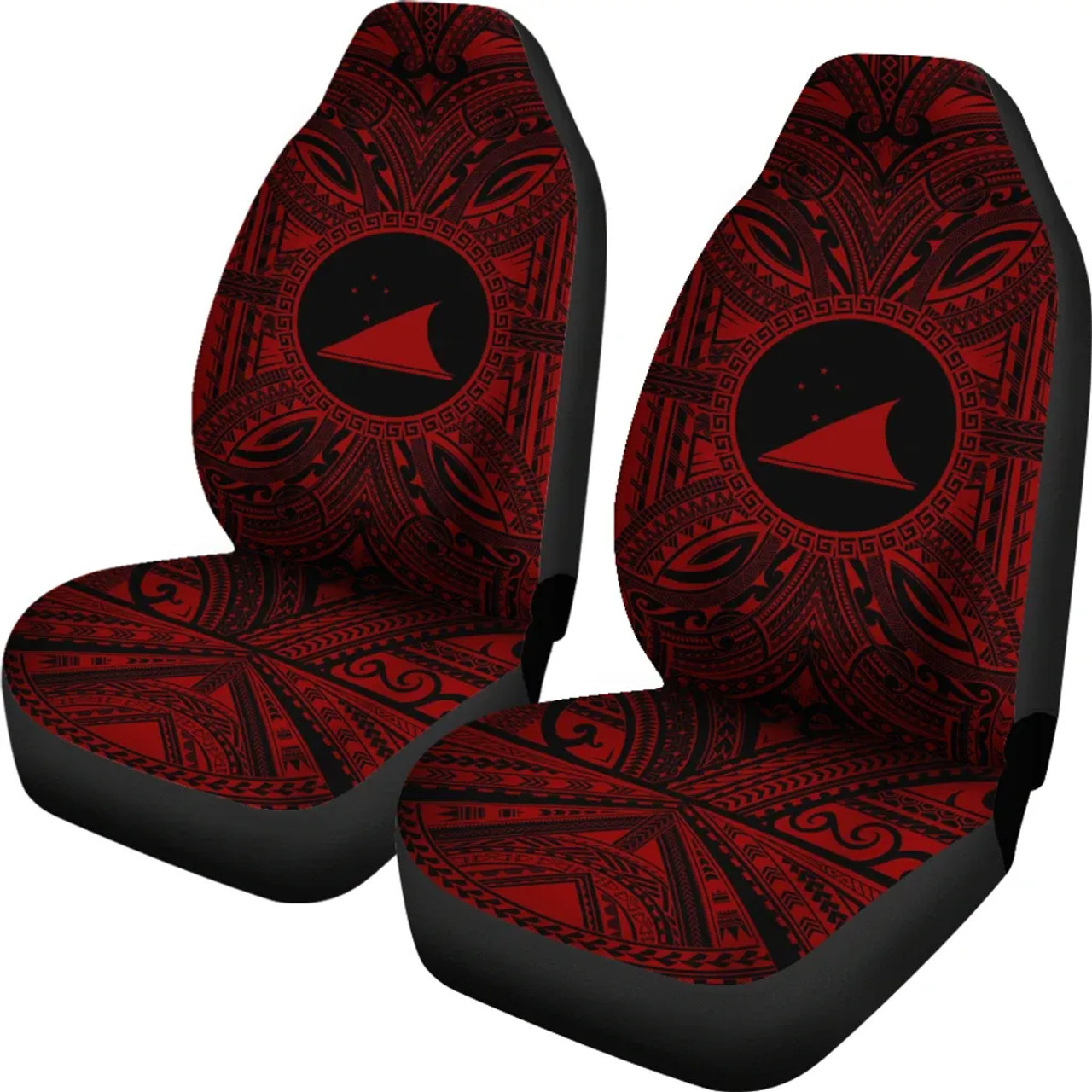 Tokelau Car Seat Cover - Tokelau Coat Of Arms Polynesian Red Black