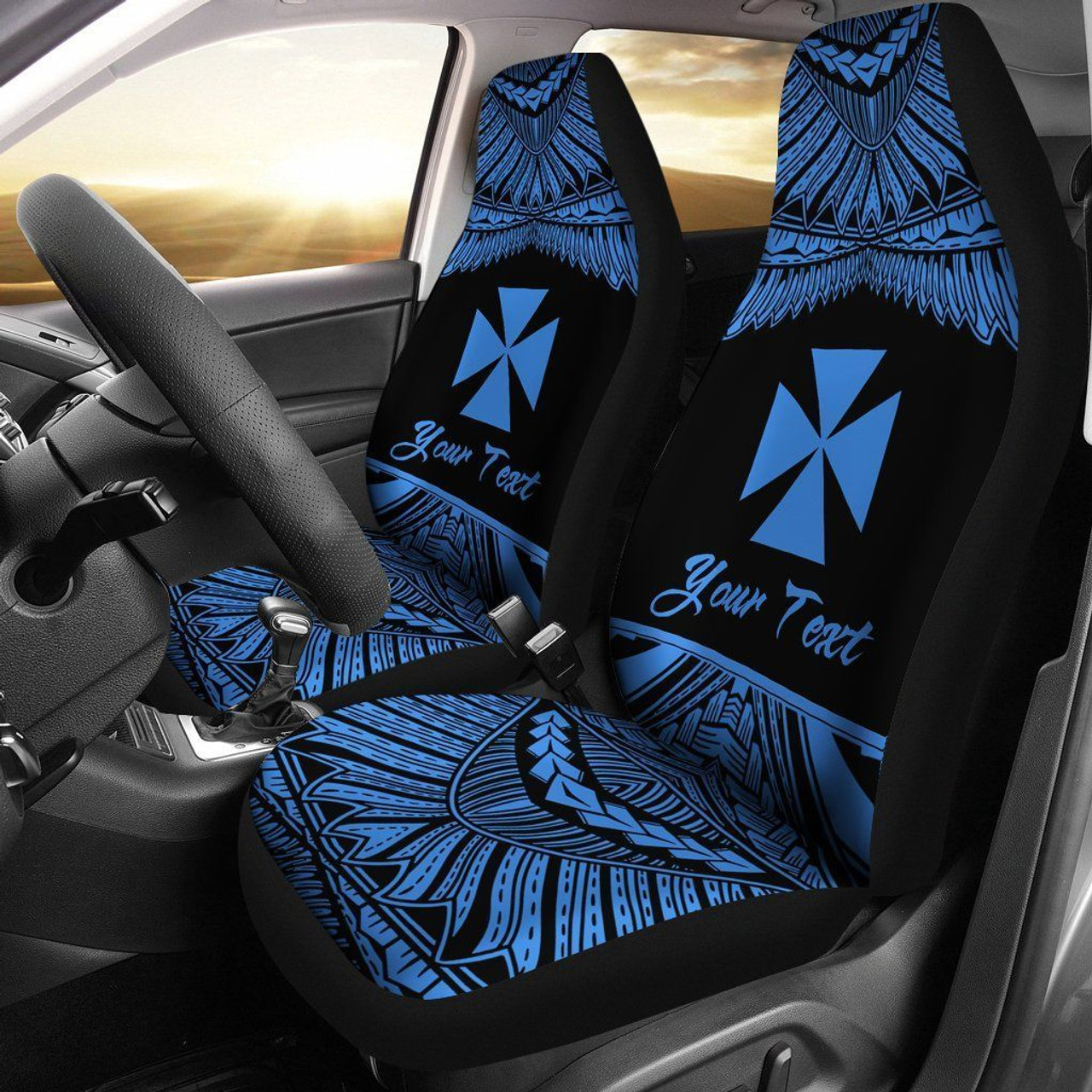 Wallis and Futuna Polynesian Custom Personalised Car Seat Covers - Pride Blue Version