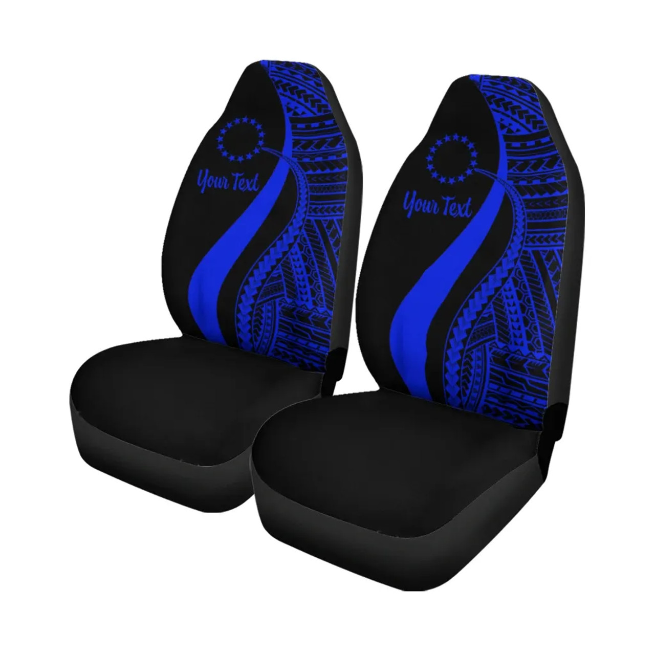 Cook Islands Custom Personalised Car Seat Covers - Blue Polynesian Tentacle Tribal Pattern