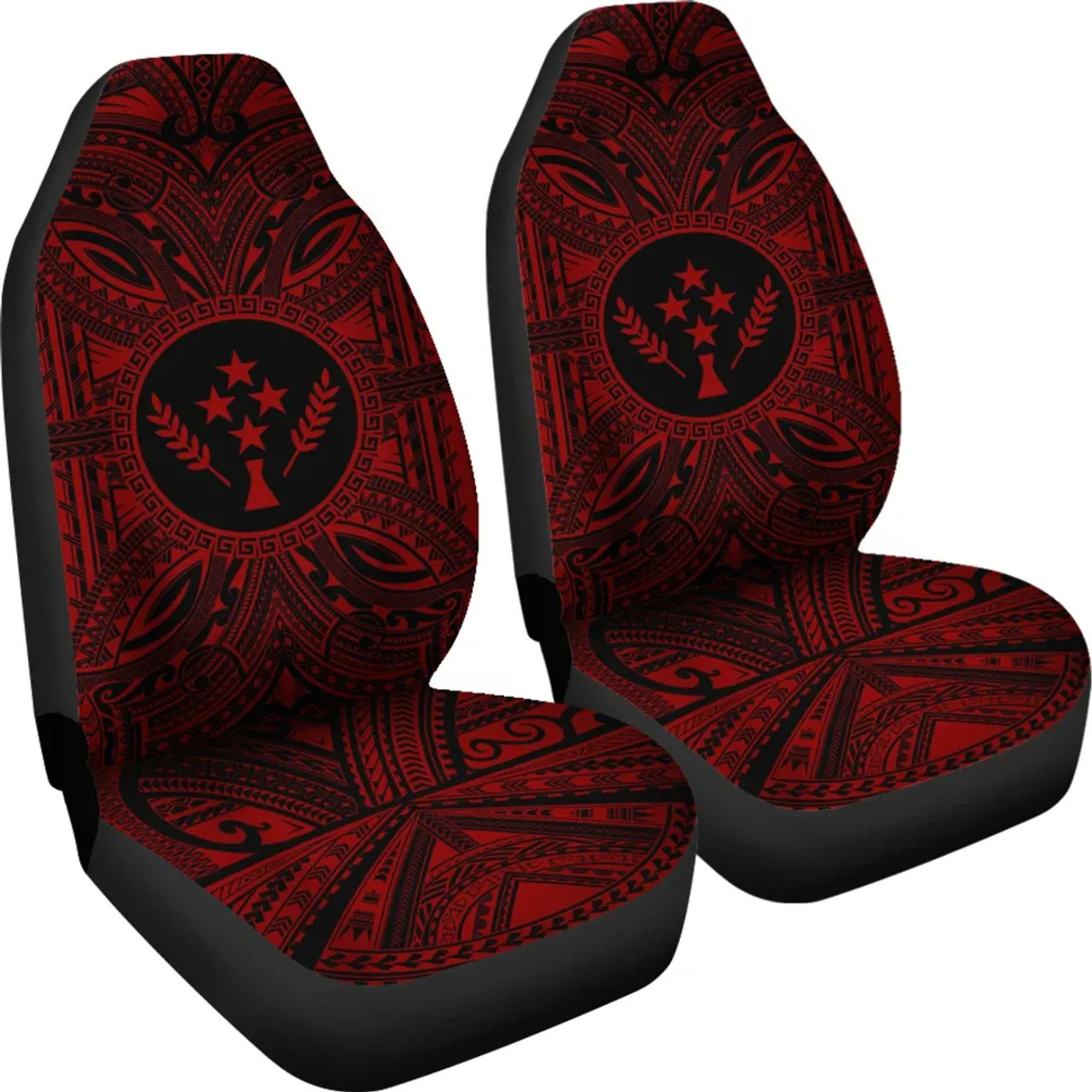 Kosrae Car Seat Cover - Kosrae Coat Of Arms Polynesian Red Black