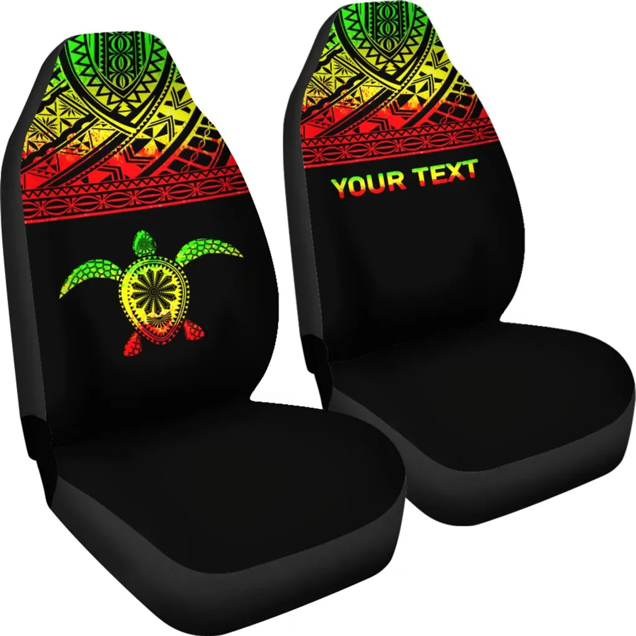 Hawaii Custom Personalised Car Seat Covers - Polynesian Turtle Reggae Horizontal