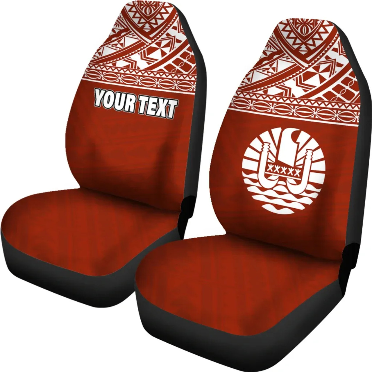 Tahiti Custom Personalised Car Seat Covers - Tahiti Flag Polynesian Red Horizontal