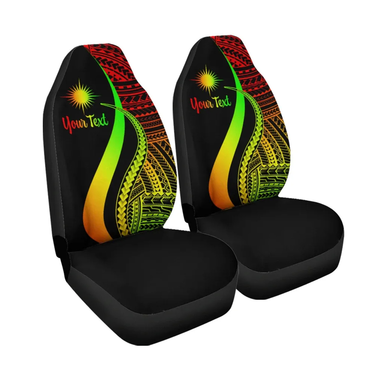 Marshall Islands Custom Personalised Car Seat Covers - Reggae Polynesian Tentacle Tribal Pattern