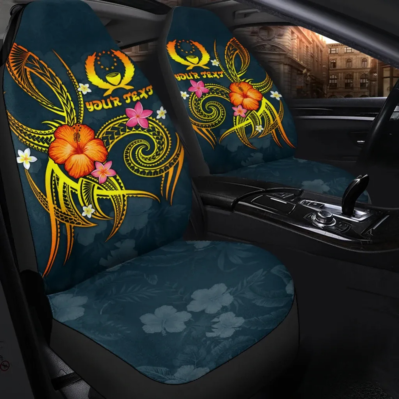 Pohnpei Polynesian Personalised Car Seat Covers - Legend of Pohnpei (Blue)