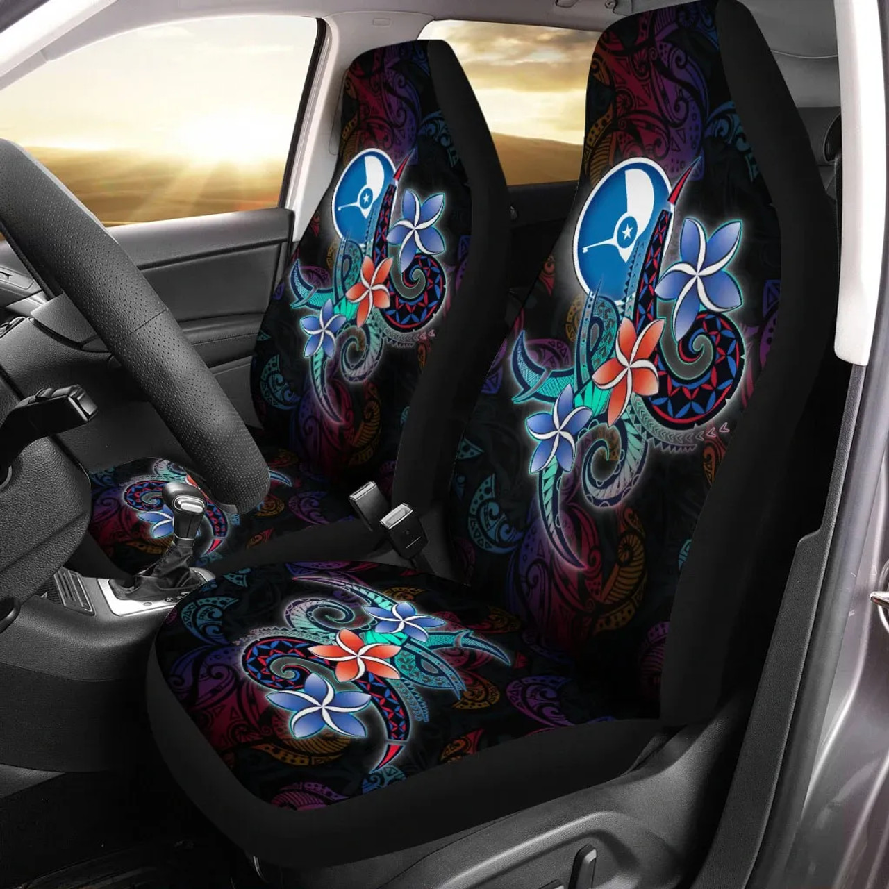 Yap State Car Seat Cover - Plumeria Flowers Style