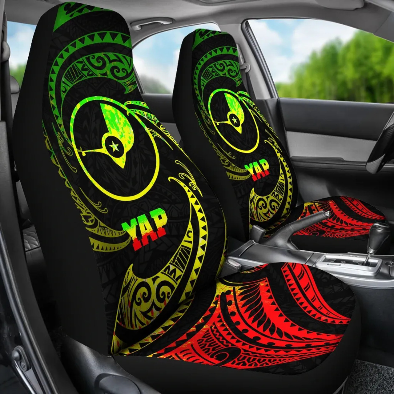 Yap Polynesian Car Seat Covers - Reggae Tribal Wave