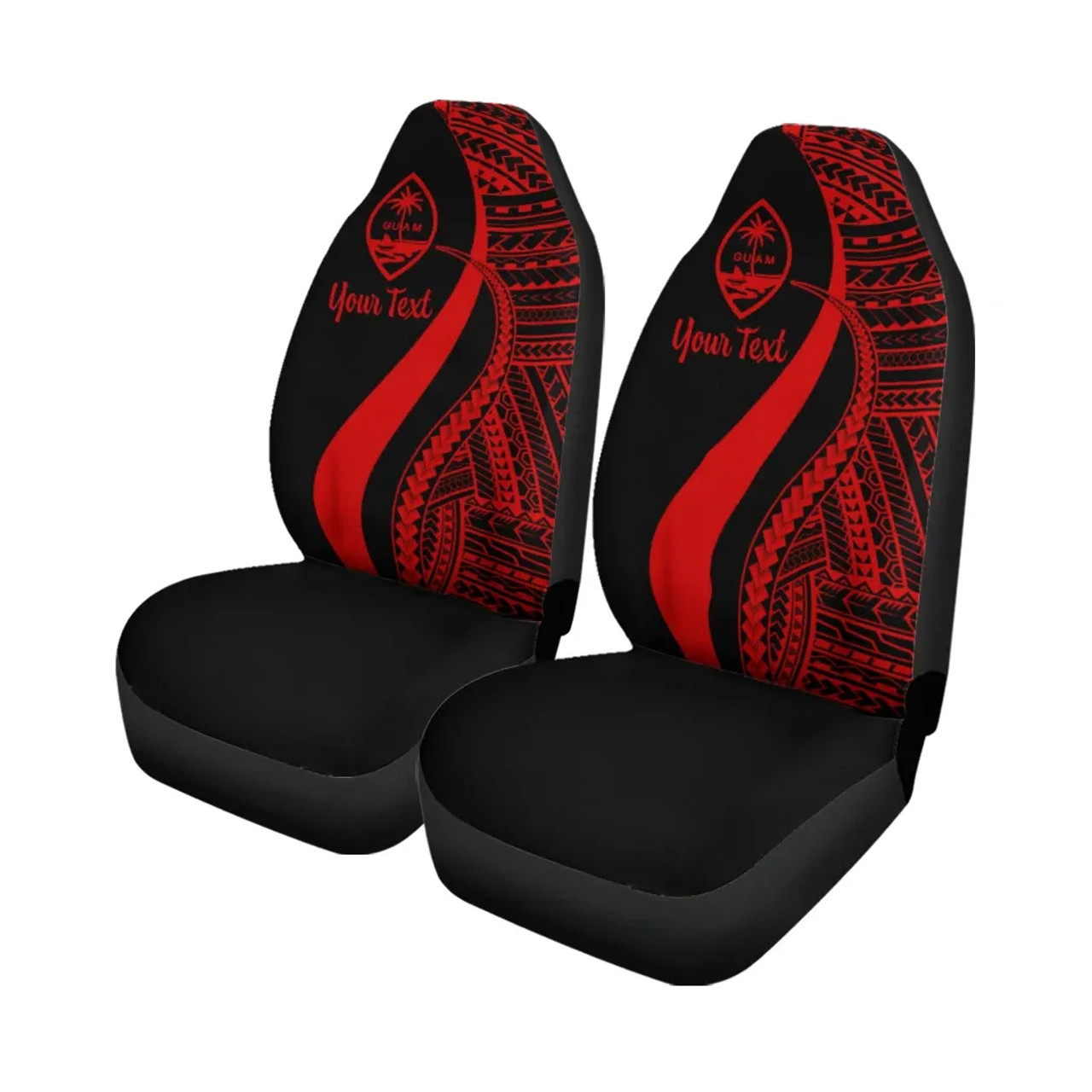 Guam Custom Personalised Car Seat Covers - Red Polynesian Tentacle Tribal Pattern