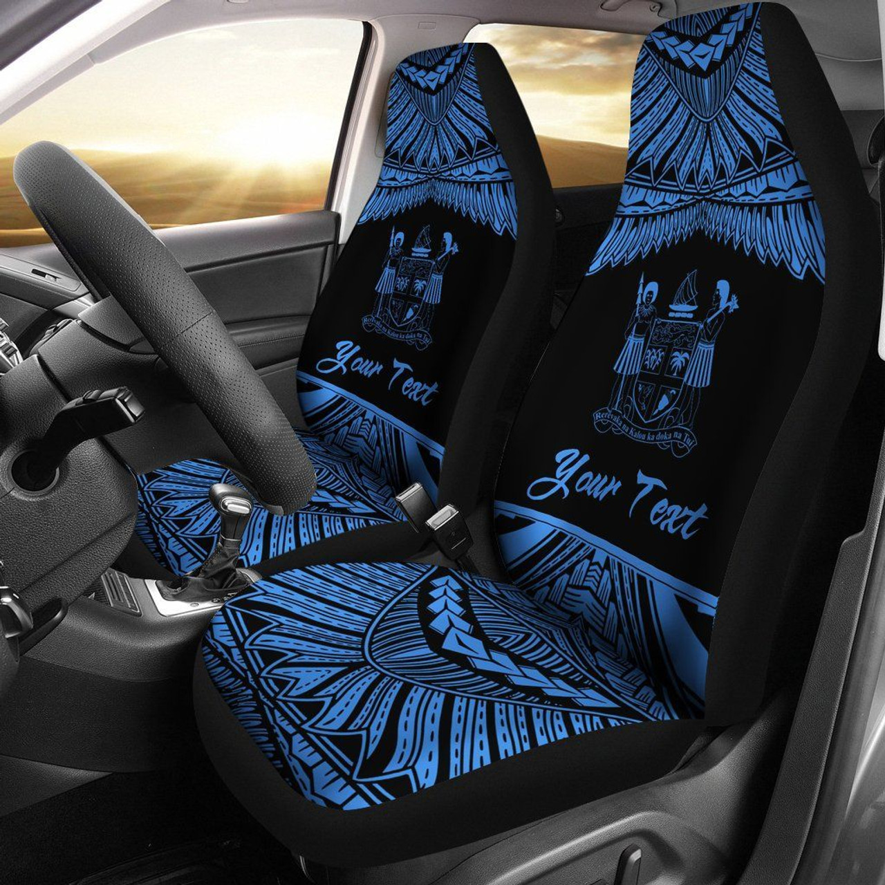 Fiji Polynesian Custom Personalised Car Seat Covers - Pride Blue Version