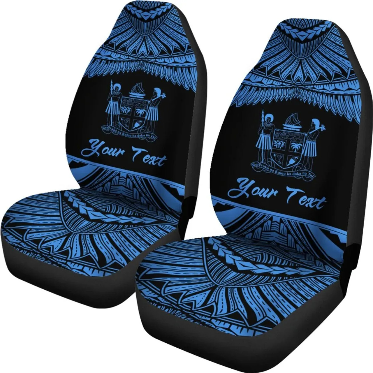 Fiji Polynesian Custom Personalised Car Seat Covers - Pride Blue Version