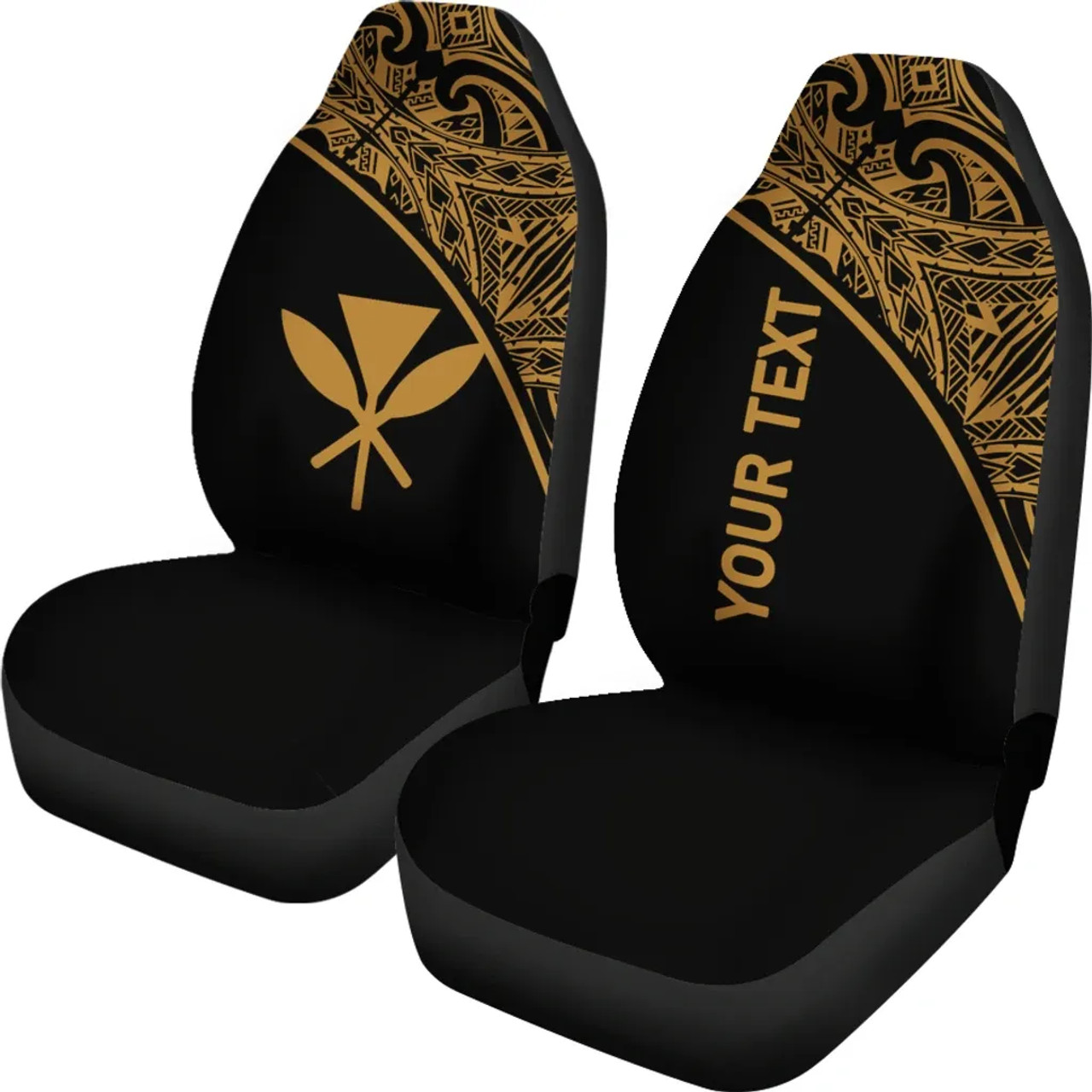 Hawaii Custom Personalised Car Seat Covers - Kanaka Maoli Polynesian Gold Curve