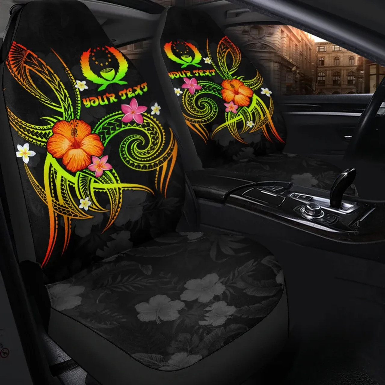 Pohnpei Polynesian Personalised Car Seat Covers - Legend of Pohnpei (Reggae)