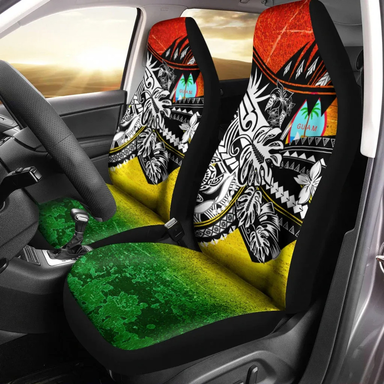 Guam Car Seat Cover - The Flow OF Ocean Reggae Color