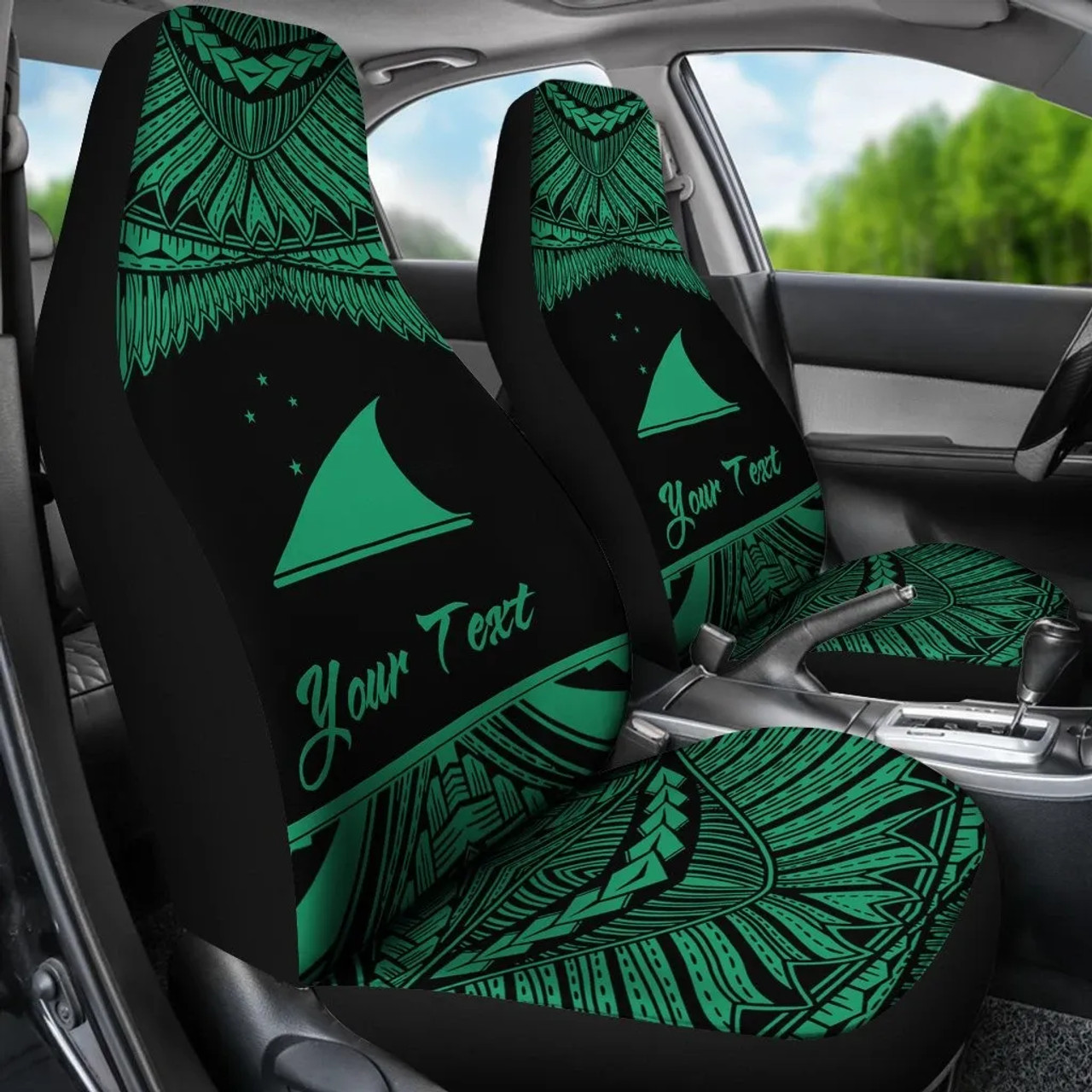 Tokelau Polynesian Custom Personalised Car Seat Covers - Pride Green Version