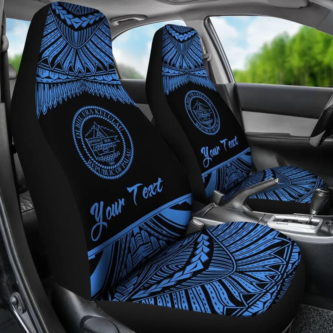 Palau Polynesian Custom Personalised Car Seat Covers - Pride Blue Version