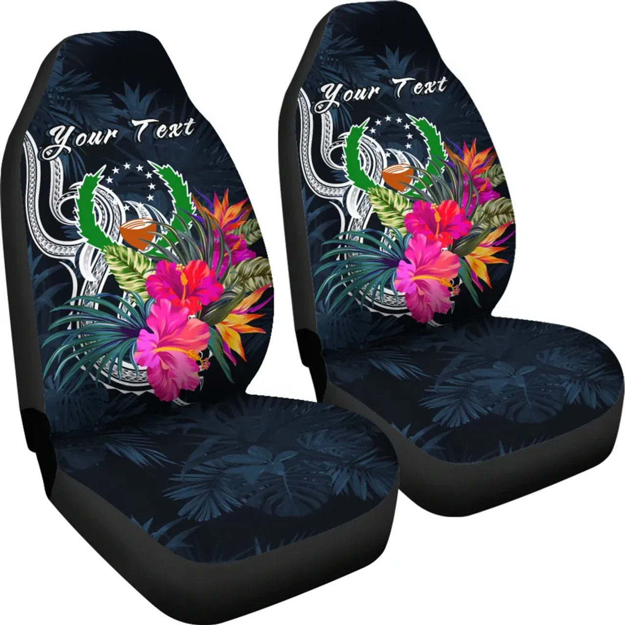 Pohnpei Micronesia Custom Personalised Car Seat Covers - Tropical Flower