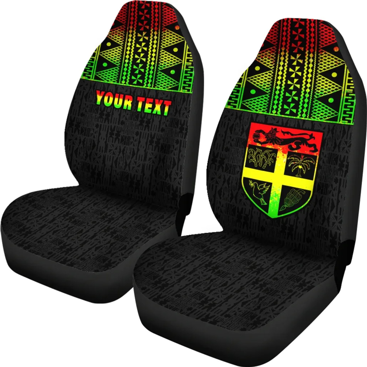 Fiji Tapa Custom Personalised Car Seat Covers - Fiji Reggae Flag