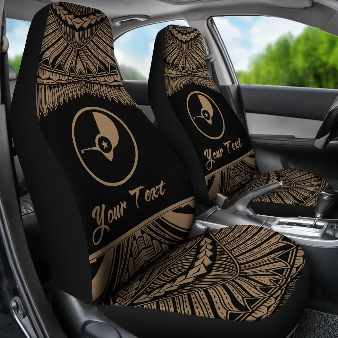 Yap Polynesian Custom Personalised Peisonalised Car Seat Covers - Pride Gold Version