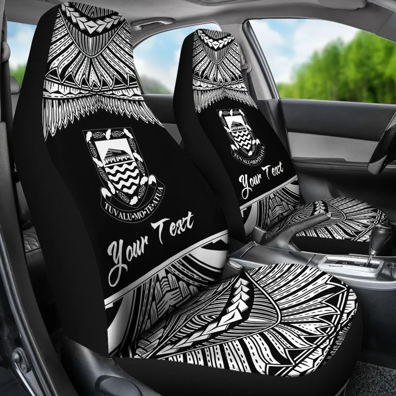 Tuvalu Polynesian Custom Personalised Car Seat Covers - Pride White Version