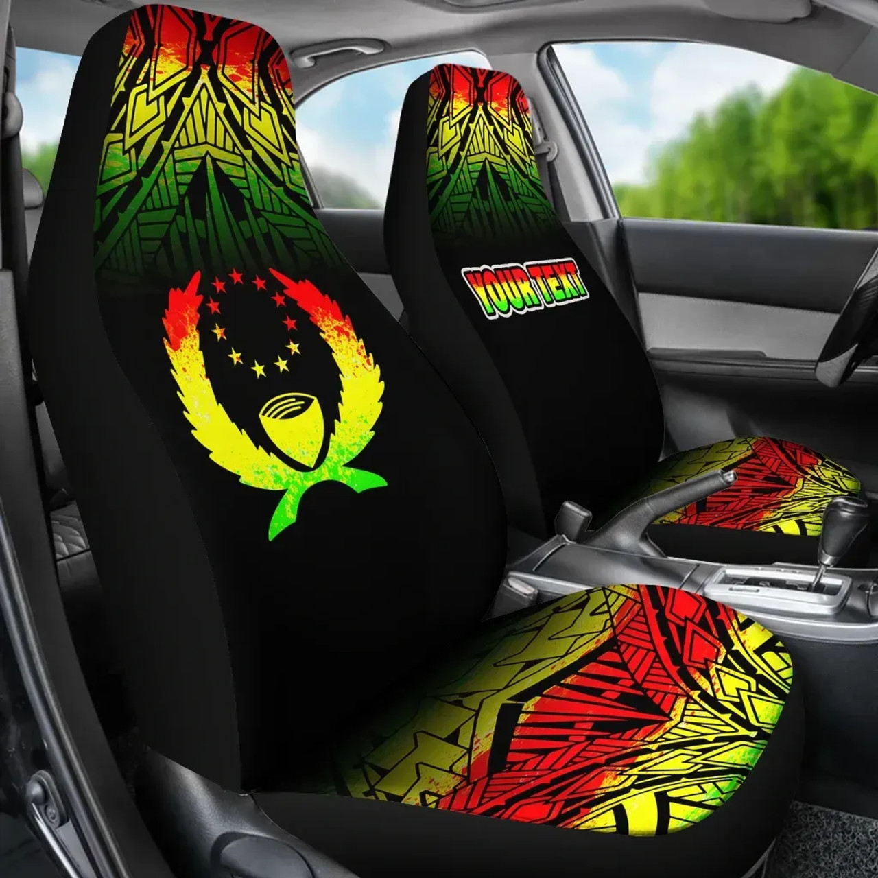 Pohnpei Custom Personalised Car Seat Covers - Pohnpei Flag Fog Reggae Style