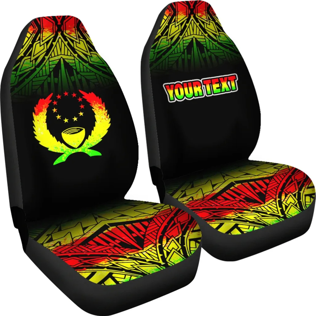 Pohnpei Custom Personalised Car Seat Covers - Pohnpei Flag Fog Reggae Style