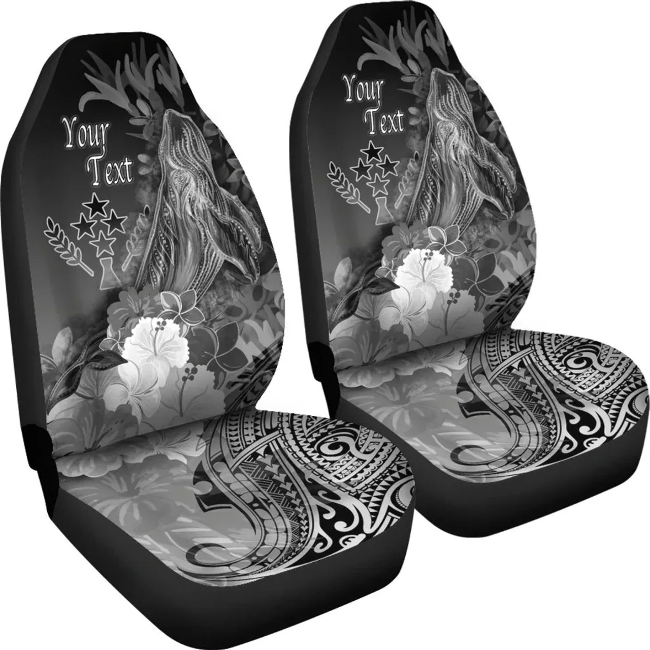 Kosrae Custom Personalised Car Seat Covers - Humpback Whale with Tropical Flowers (White)