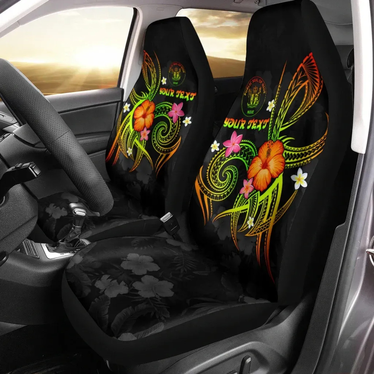 Niue Polynesian Personalised Car Seat Covers - Legend of Niue (Reggae)