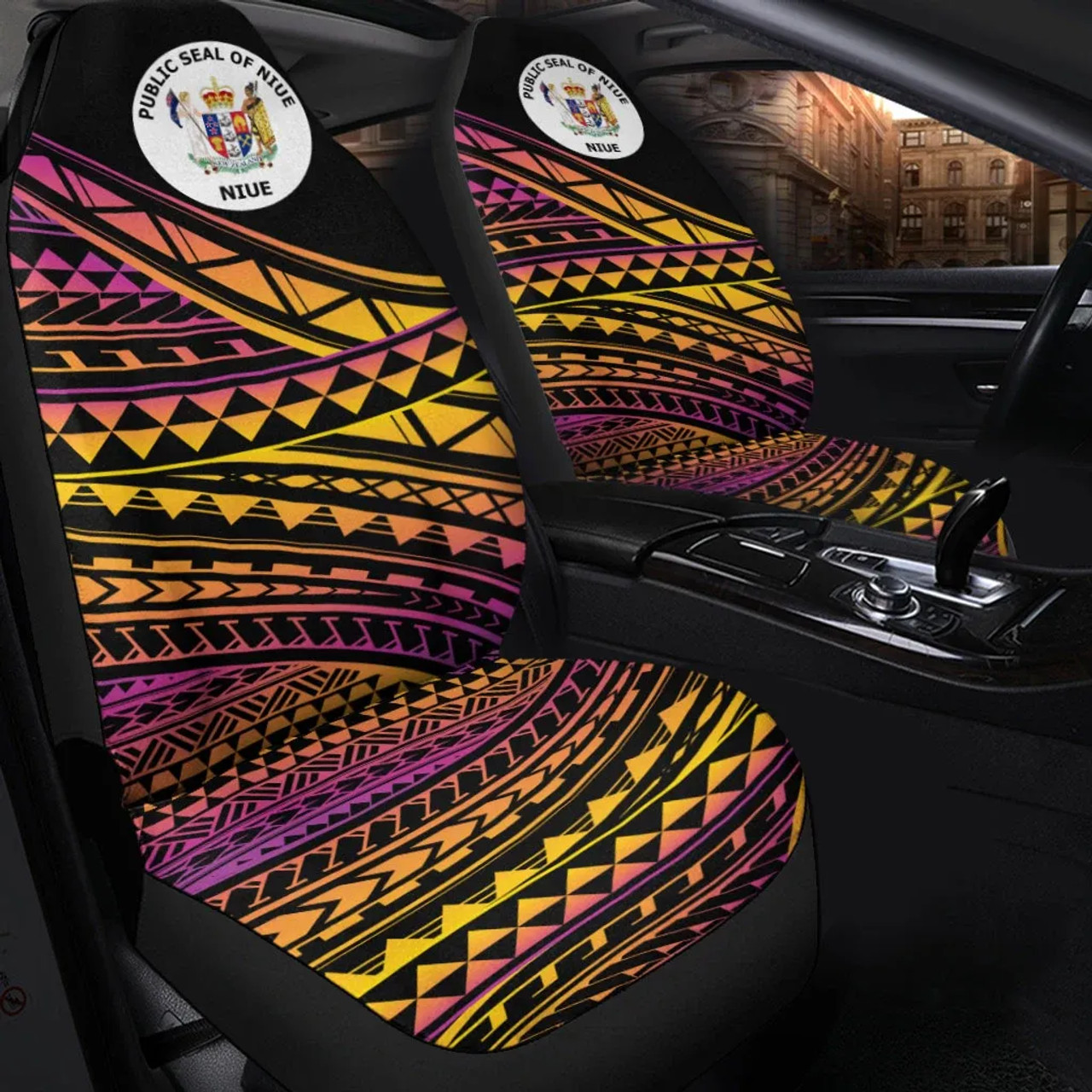 Niue Car Seat Cover -  Special Polynesian Ornaments