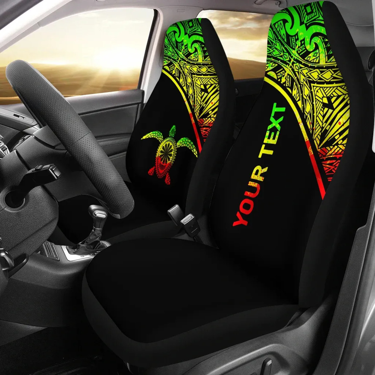 Hawaii Custom Personalised Car Seat Covers - Polynesian Reggae Turtle Curve