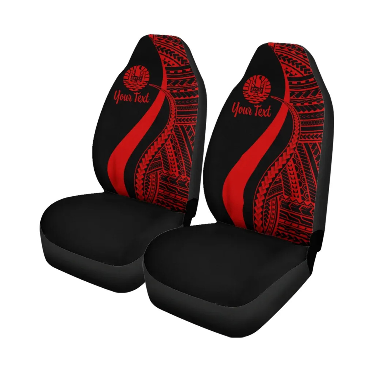Tahiti Custom Personalised Car Seat Covers - Red Polynesian Tentacle Tribal Pattern