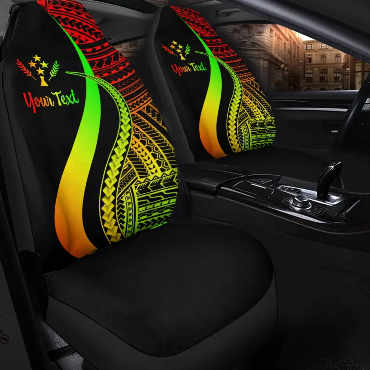 Kosrae Custom Personalised Car Seat Covers - Reggae Polynesian Tentacle Tribal Pattern