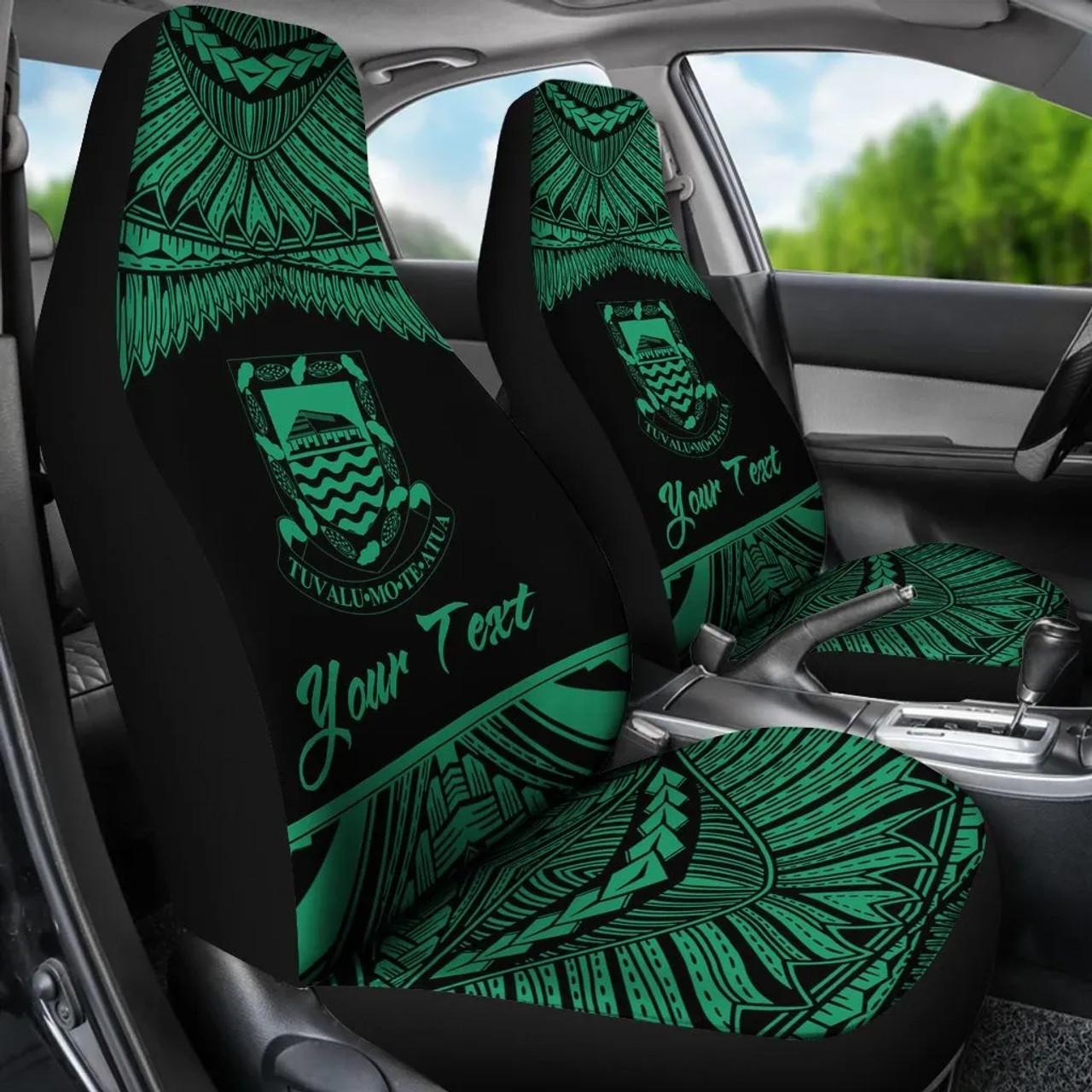 Tuvalu Polynesian Custom Personalised Car Seat Covers - Pride Green Version