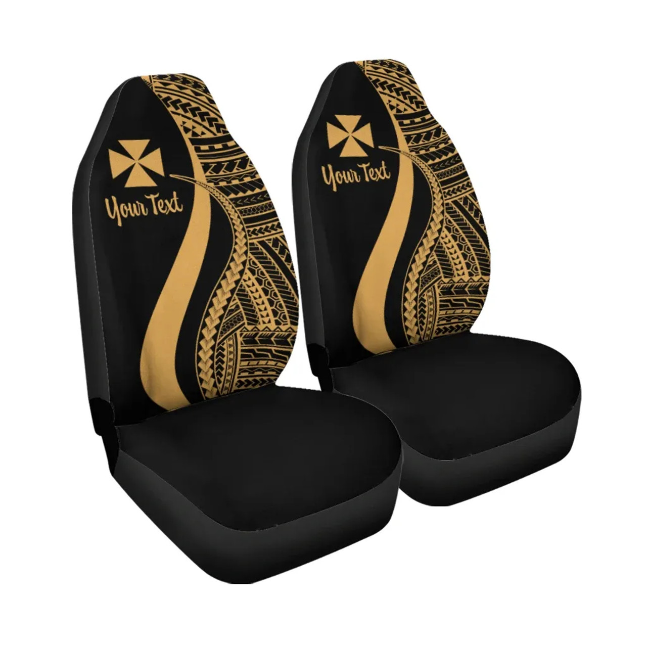 Wallis And Futuna Custom Personalised Car Seat Covers - Gold Polynesian Tentacle Tribal Pattern