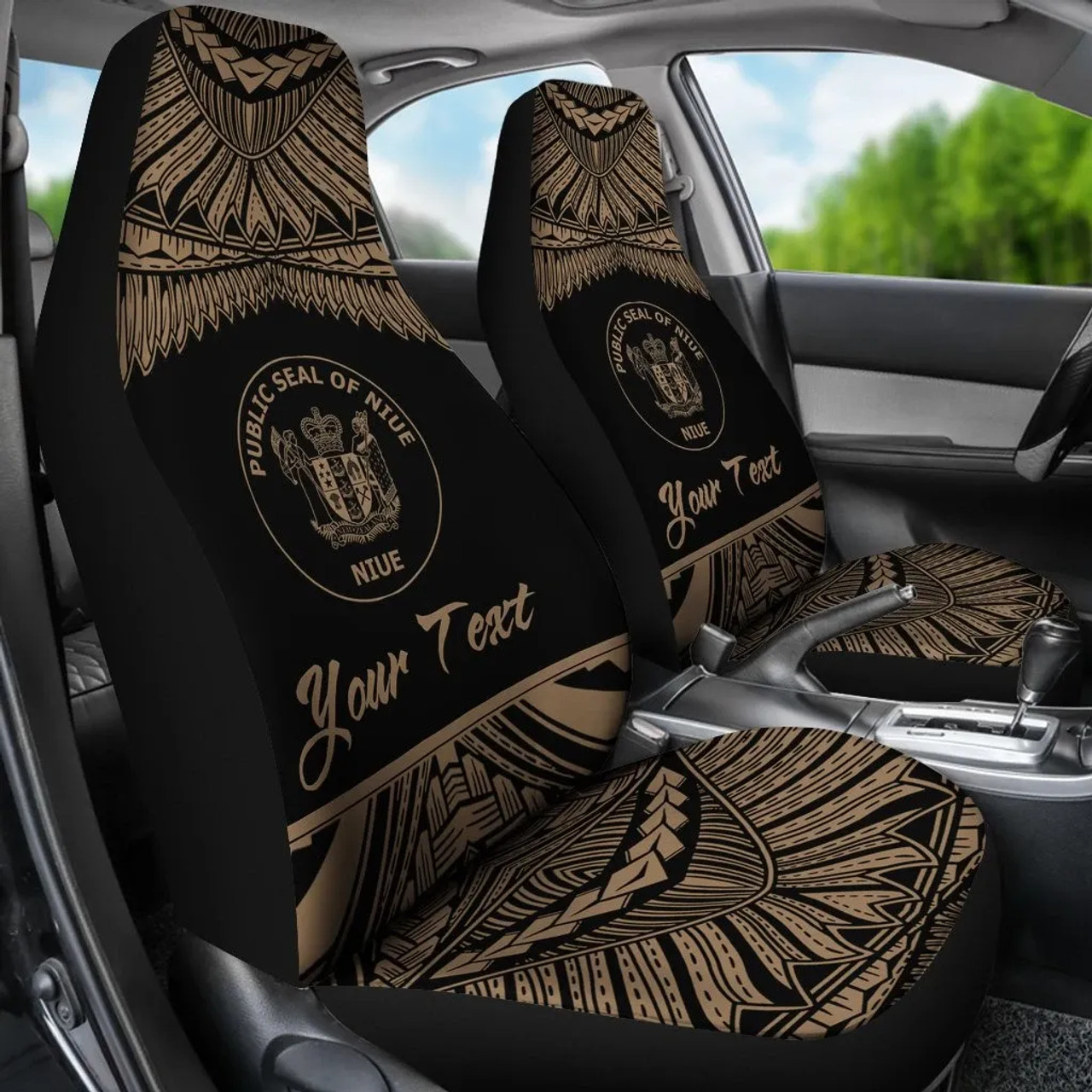 Niue Polynesian Custom Personalised Peisonalised Car Seat Covers - Pride Gold Version