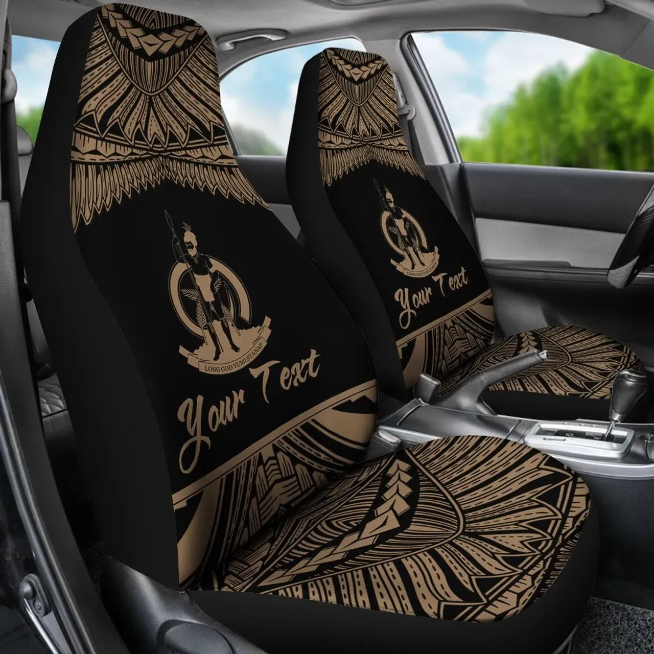 Vanuatu Polynesian Custom Personalised Peisonalised Car Seat Covers - Pride Gold Version