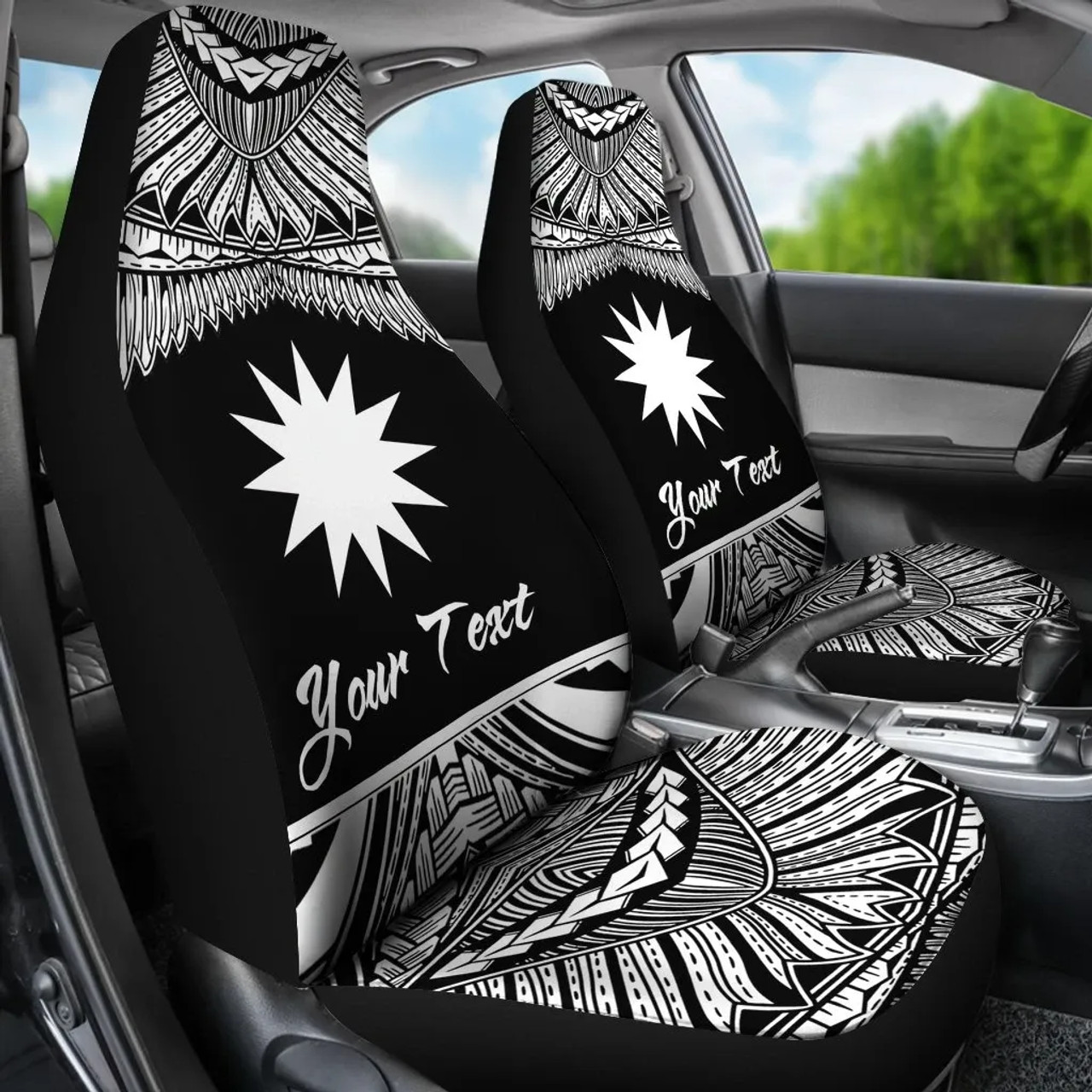 Nauru Polynesian Custom Personalised Car Seat Covers - Pride White Version