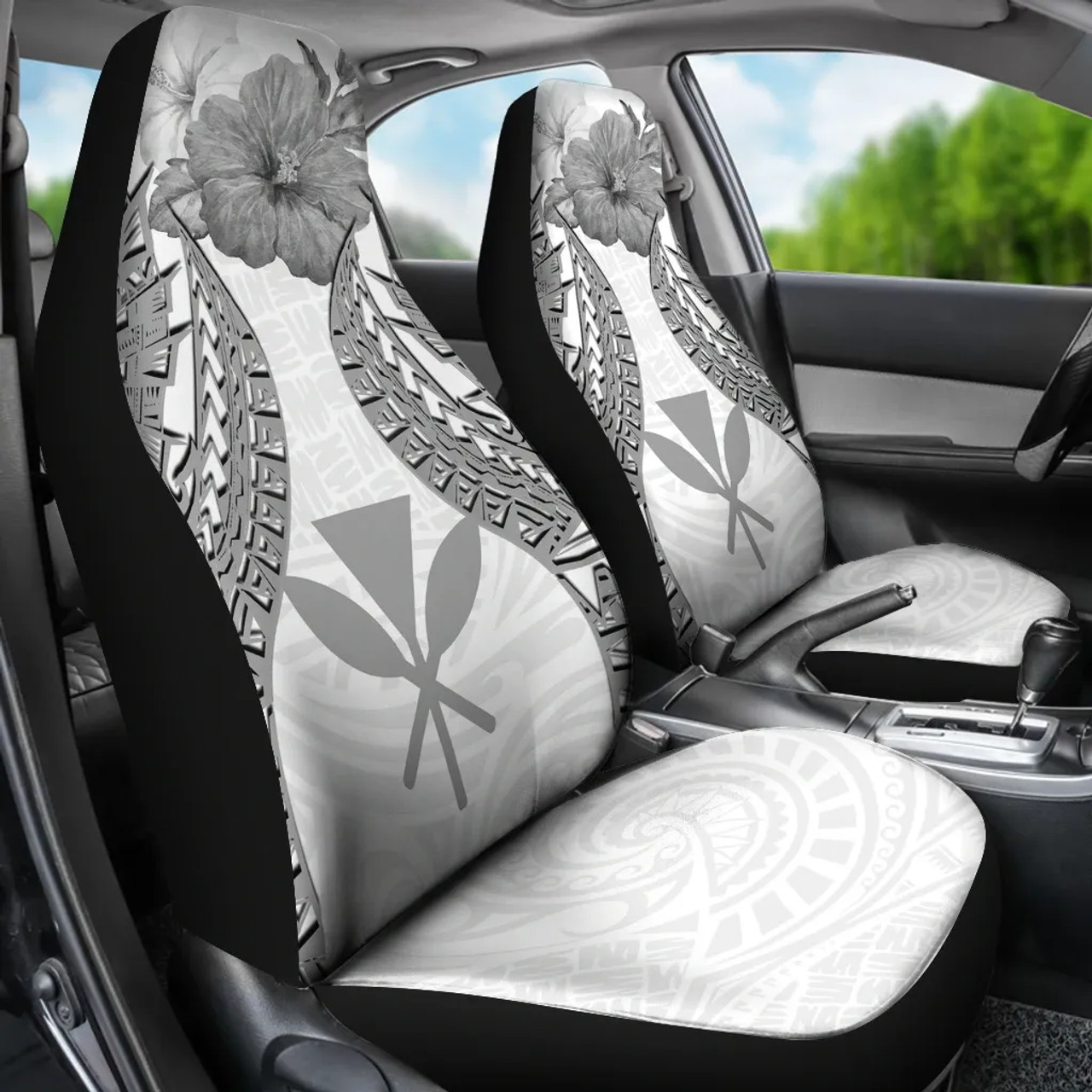 Hawaii Polynesian Car Seat Covers Pride Seal And Hibiscus White