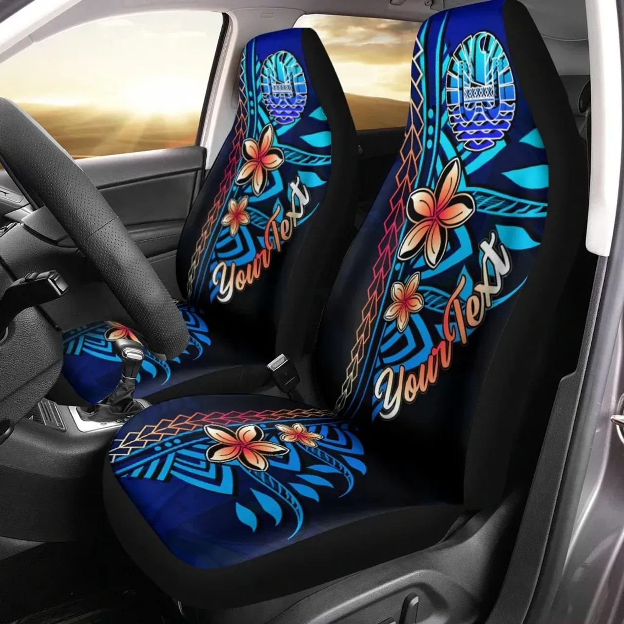 Tahiti Custom Personalised Car Seat Covers - Vintage Tribal Mountain