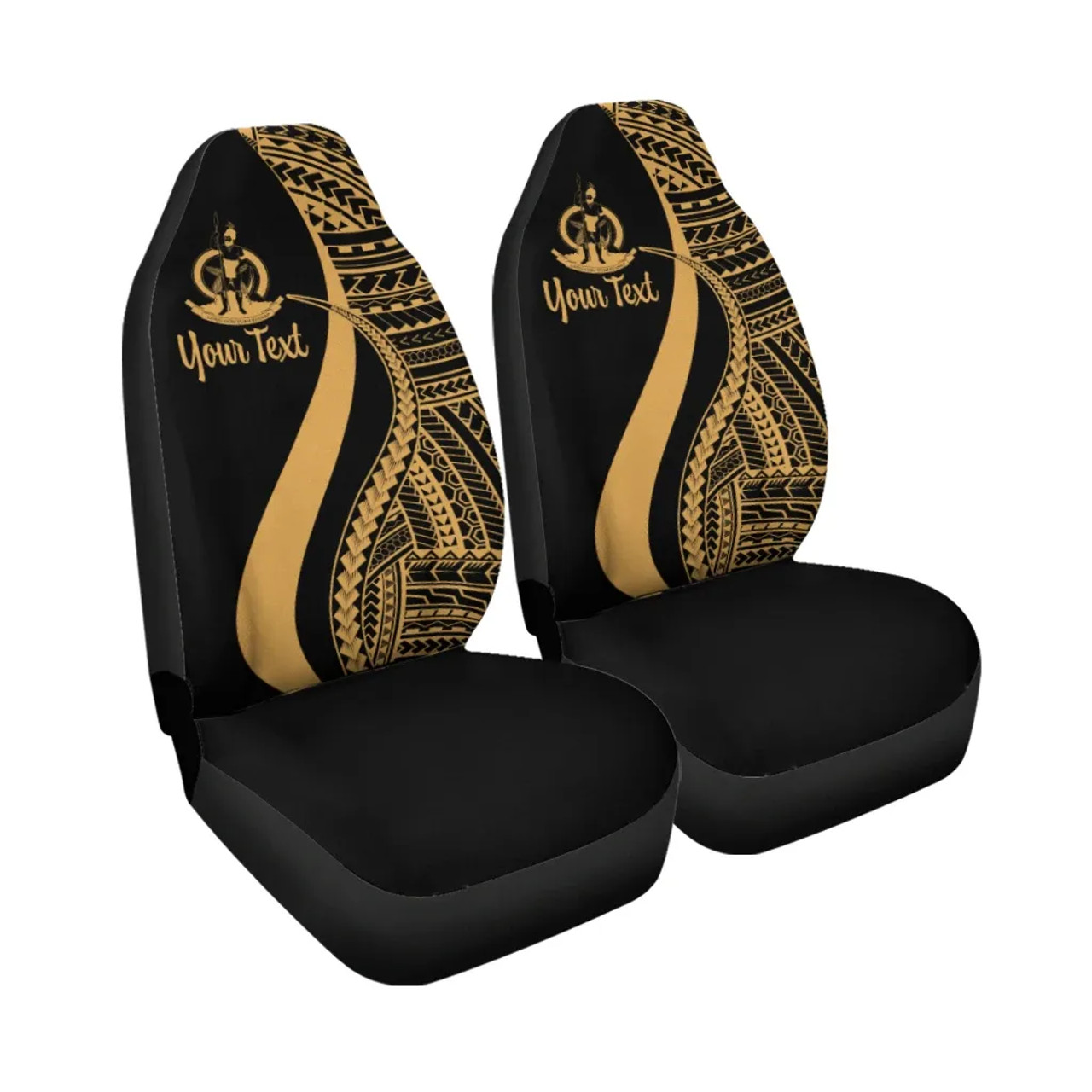 Vanuatu Custom Personalised Car Seat Covers - Gold Polynesian Tentacle Tribal Pattern