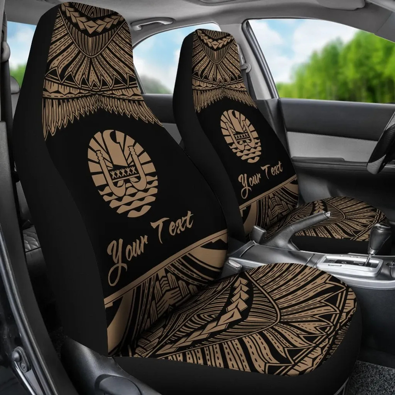 Tahiti Polynesian Custom Personalised Peisonalised Car Seat Covers - Pride Gold Version