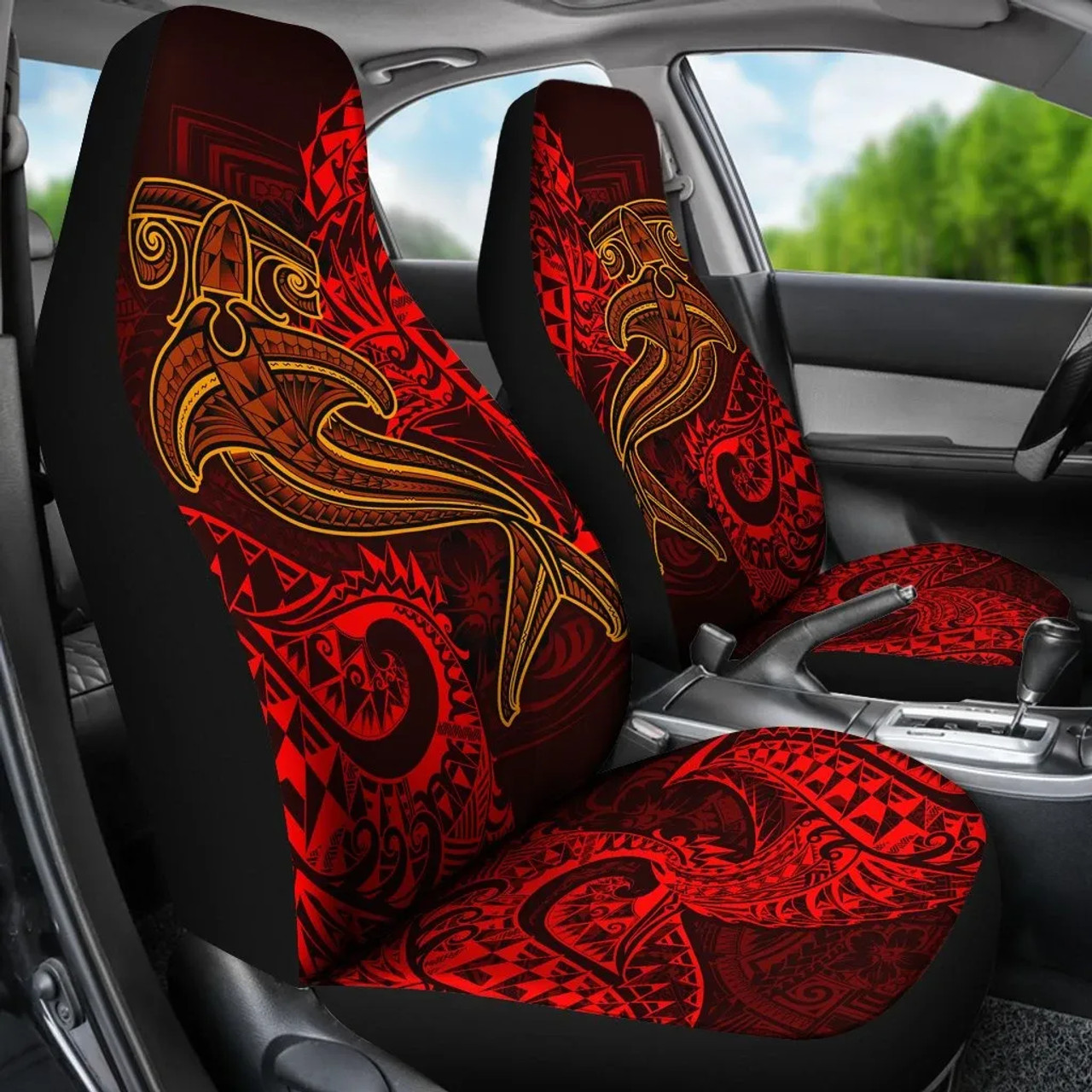 Polynesian Car Seat Covers - Red Shark Polynesian Tattoo