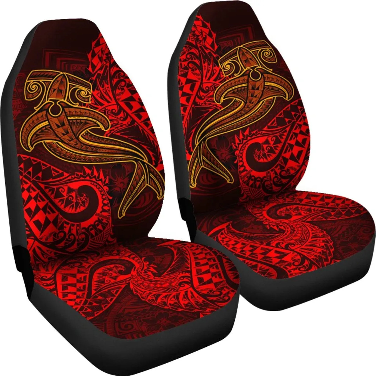 Polynesian Car Seat Covers - Red Shark Polynesian Tattoo
