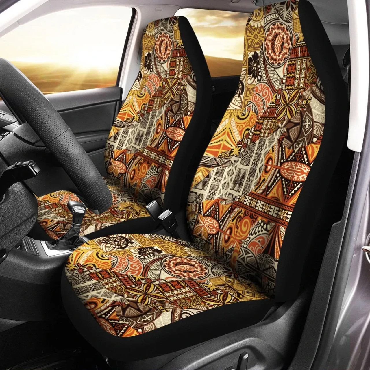 Polynesian Car Seat Cover - Tribal Fabric Patchwork Special Style