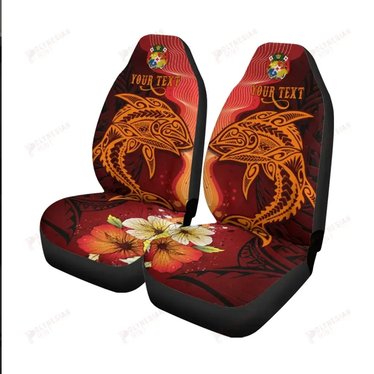 Tonga Custom Personalised Car Seat Covers - Tribal Tuna Fish